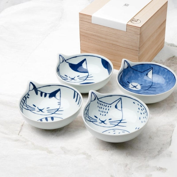neco鉢 4Pセット 14cm 小鉢 おしゃれ ねこ鉢 波佐見焼 日本製 食器 ギフトセット