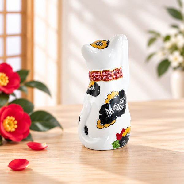 招き猫 有田焼 招福猫 miw みゅう 椿絵 子 置物 おしゃれ 陶器 縁起物 クリスマス プレゼント