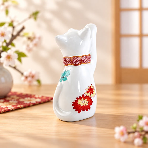 招き猫 有田焼 招福猫 miw みゅう 菊絵 子 置物 おしゃれ 陶器 縁起物 クリスマス プレゼント