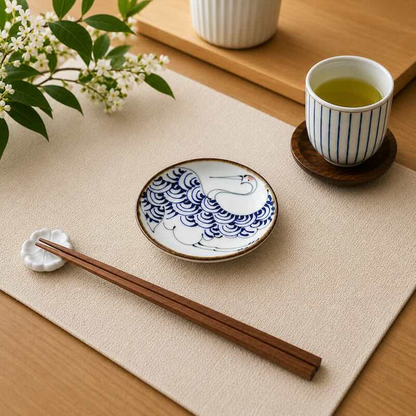 kotohogi 波佐見焼 豆皿 小皿 鶴 おしゃれ 10.5cm 縁起 陶器 日本製 和食器