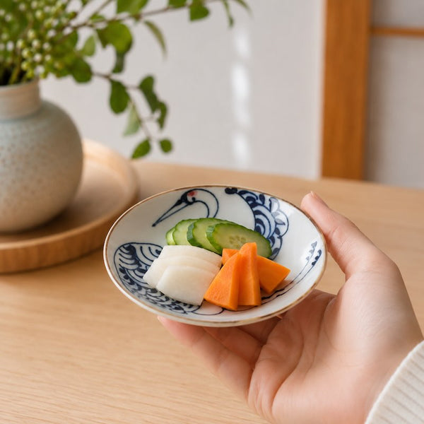 kotohogi 波佐見焼 豆皿 小皿 鶴 おしゃれ 10.5cm 縁起 陶器 日本製 和食器