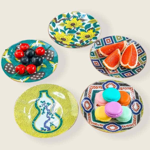 九谷焼 5号皿 名品コレクション おしゃれ 中皿 小皿 取り皿 15cm 贈り物 和食器 日本製 青郊窯