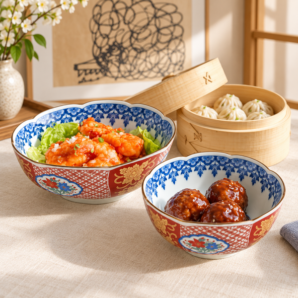 錦 桔梗 6.8寸鉢 大鉢 煮物鉢 おしゃれ どんぶり 日本製 美濃焼 和食器