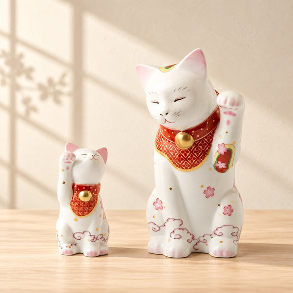 招き猫 有田焼 招福猫 miw みゅう なでしこ 親子ペア 置物 おしゃれ 陶器 縁起物 日本製 プレゼント