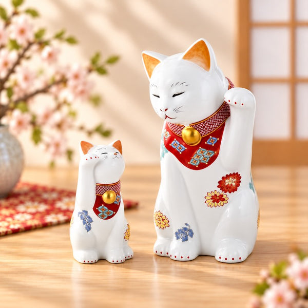 招き猫 有田焼 招福猫 miw みゅう 菊絵 子 置物 おしゃれ 陶器 縁起物 クリスマス プレゼント