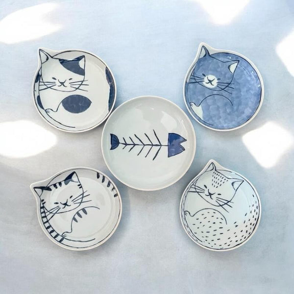 neco皿 5Pセット ねこ皿 小皿 14cm 猫柄 波佐見焼 日本製 食器 ギフトセット