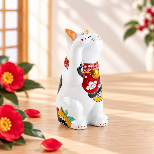 招き猫 有田焼 招福猫 miw みゅう 椿絵 子 置物 おしゃれ 陶器 縁起物 クリスマス プレゼント