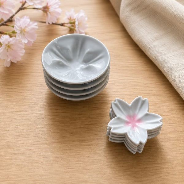 hiracle ひらくる さくら 小皿 豆皿 各5枚セット ホワイト おしゃれ 九谷焼 醤油皿 食器 日本製