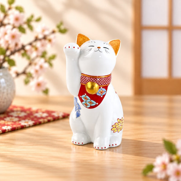 招き猫 有田焼 招福猫 miw みゅう 菊絵 子 置物 おしゃれ 陶器 縁起物 クリスマス プレゼント