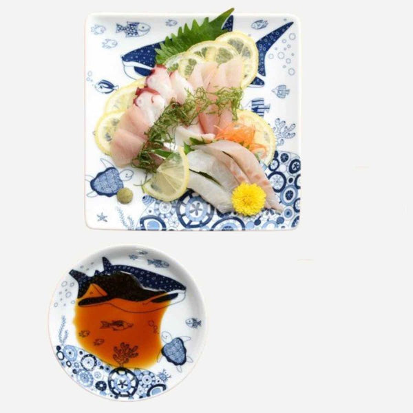 Cocomarine ココマリン 小皿 小付 おしゃれ 13cm ジンベイザメ マンタ 魚柄 波佐見焼 日本製 食器