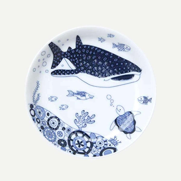 Cocomarine ココマリン 小皿 小付 おしゃれ 13cm ジンベイザメ マンタ 魚柄 波佐見焼 日本製 食器