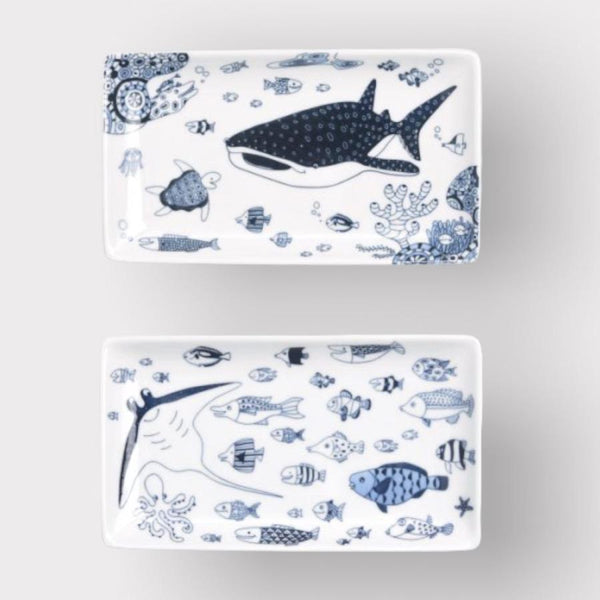 Cocomarine ココマリン 長角皿 角皿 おしゃれ 北欧 ジンベイザメ マンタ 波佐見焼 日本製 食器