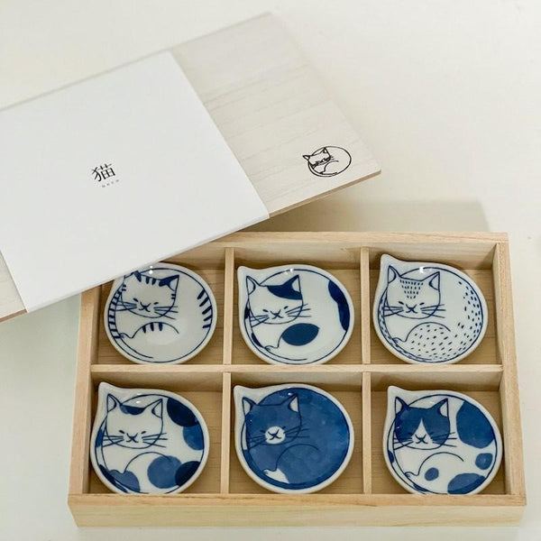 豆neco皿 6pセット 箸置き セット 豆皿 猫柄 波佐見焼 ギフトセット おしゃれ 食器 日本製