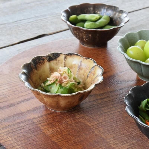 千代菊小鉢 5色菊形小鉢 小鉢 豆鉢 おしゃれ 和食器 小付け 菊型 美濃焼 日本製