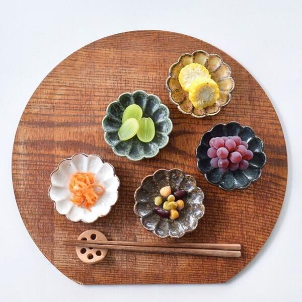 5色菊形小皿 小皿 おしゃれ 豆皿 小付け 菊皿 菊型皿 食器 日本製 和風