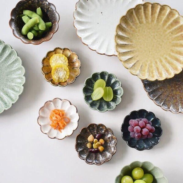 5色菊形小皿 小皿 おしゃれ 豆皿 小付け 菊皿 菊型皿 食器 日本製 和風