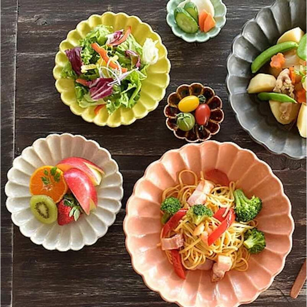 6色菊形高台大皿 大皿 おしゃれ 大鉢 盛り皿 おしゃれ 和食器 菊皿 美濃焼 食器 日本製