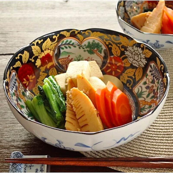 金彩牡丹 6.8寸鉢 中鉢 大鉢 おしゃれ 食器 ボウル 日本製 美濃焼