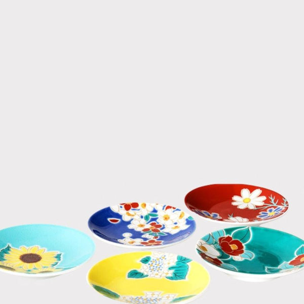 四季の花 豆皿揃 九谷焼 小皿セット 小皿小付 ギフトセット 日本製 食器 青郊窯