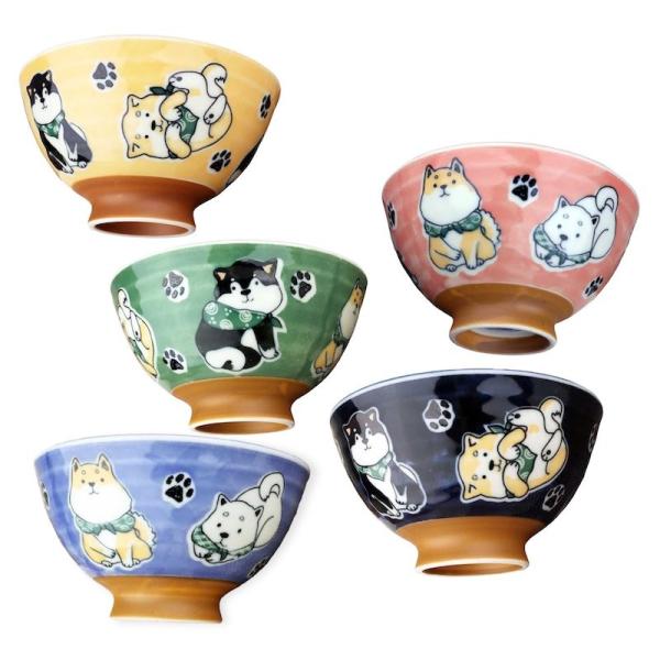 豆柴 茶碗 中平 おしゃれ 選べる5色 柴犬 ご飯茶碗 美濃焼 日本製 食器 ボウル