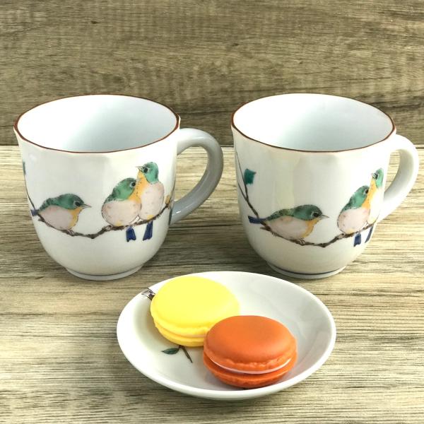 めじろ マグカップ 九谷焼 青郊 おしゃれ 日本製 食器 茶酒器