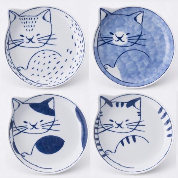 neco皿 14cm 小皿 おしゃれ 選べる4柄 猫 波佐見焼 日本製 食器