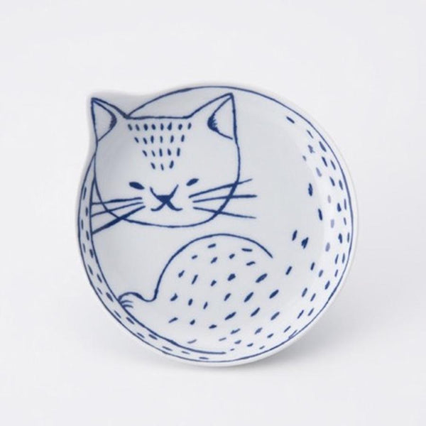 Cat Plate Set of 5 Plates ‘Neco’ Ishimaru Hasami Ware (14cm)