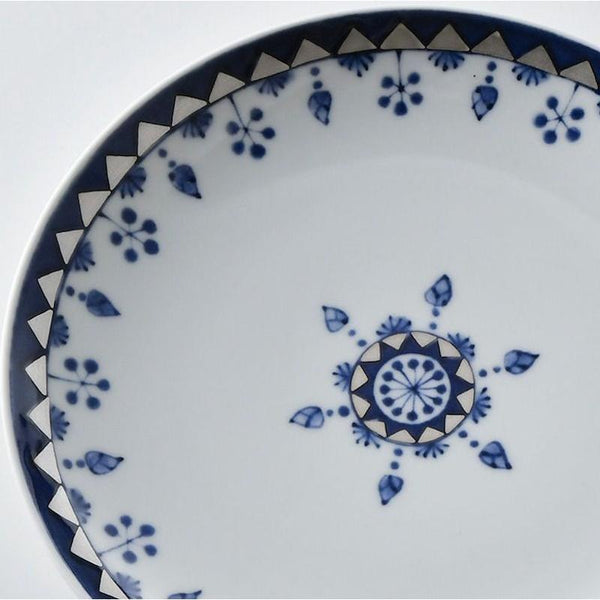藍青 飾り銀彩 18.5cm 皿 中皿 おしゃれ 波佐見焼 林九郎窯 日本製 銀彩 食器