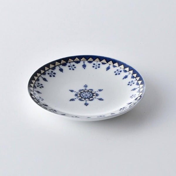 藍青 飾り銀彩 10.5cm 皿 小皿 豆皿 波佐見焼 日本製 銀彩 食器