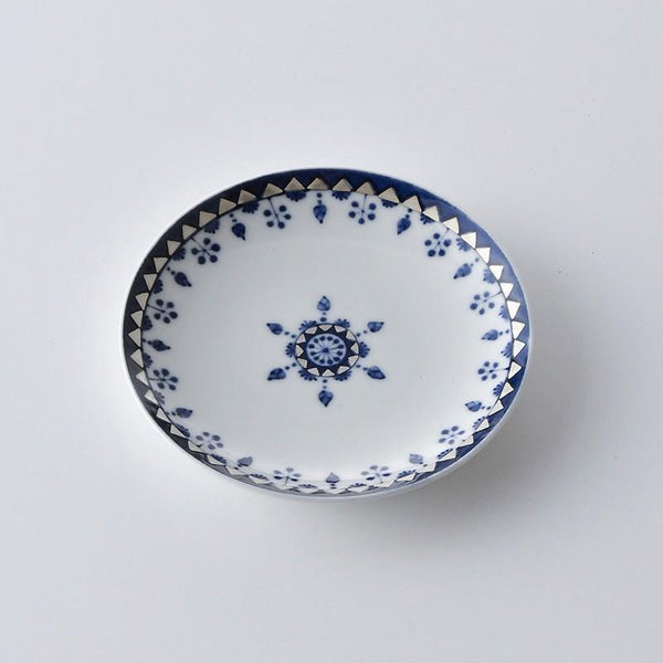 藍青 飾り銀彩 10.5cm 皿 小皿 豆皿 波佐見焼 日本製 銀彩 食器