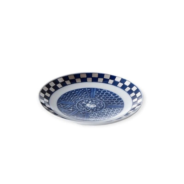藍青 兎銀市松 10.5cm 皿 小皿 豆皿 醤油皿 うさぎ 食器 波佐見焼 日本製