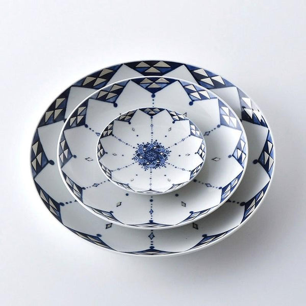 藍青 瓔珞銀彩 皿 10.5cm 小皿 豆皿 醤油皿 波佐見焼 日本製 銀彩 食器