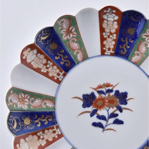 見込菊花紋 6号皿 19cm 皿 おしゃれ 林九郎窯 和食器 波佐見焼 日本製 古伊万里