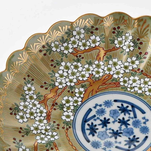 琳派桜樹文 ６号皿 19cm 皿 緑 林九郎窯 和食器 波佐見焼 日本製