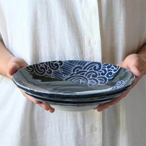白波くじら クジラ 皿 深皿 22cm 皿 おしゃれ 美濃焼 日本製
