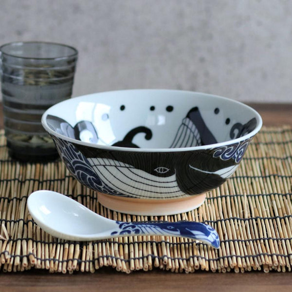 白波くじら クジラ ラーメン丼 21cm おしゃれ ラーメン鉢 ラーメンどんぶり 美濃焼 日本製