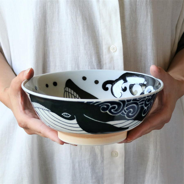 白波くじら クジラ ラーメン丼 21cm おしゃれ ラーメン鉢 ラーメンどんぶり 美濃焼 日本製