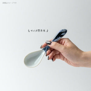 白波くじら レンゲ スプーン おしゃれ 陶器 美濃焼 和食器 日本製 青 黒 食器
