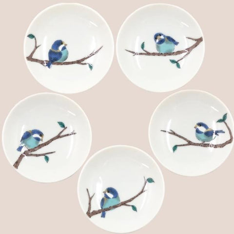 九谷焼 皿 鳥 青郊窯 山雀 3号皿揃 5枚 小皿 ギフト – Tokyo Decor Store
