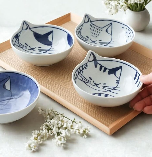 neco鉢 4Pセット 14cm 小鉢 おしゃれ ねこ鉢 波佐見焼 日本製 食器 ギフトセット