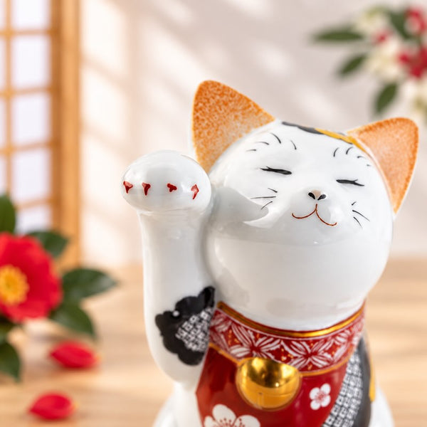 招き猫 有田焼 招福猫 miw みゅう 椿絵 子 置物 おしゃれ 陶器 縁起物 クリスマス プレゼント