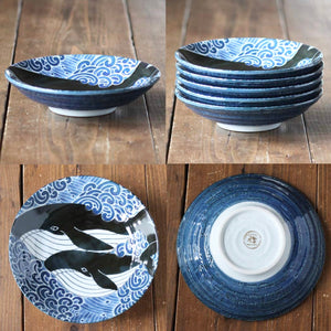 Mino Pottery Whale Plate φ8.54in (21.7cm)
