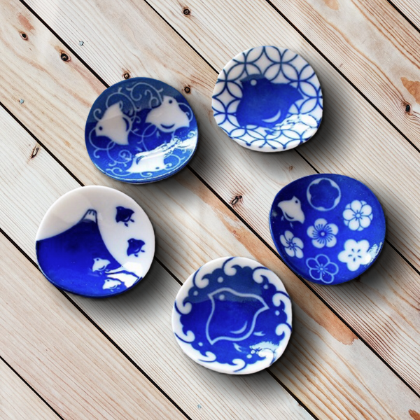 Mino Ware Bird Chopsticks Rest - 1 Bird and Waves Design
