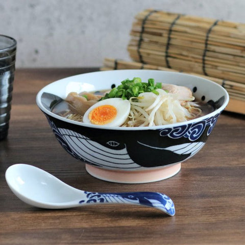 白波くじら クジラ ラーメン丼 おしゃれ ラーメン鉢 ラーメンどんぶり 美濃焼 21cm